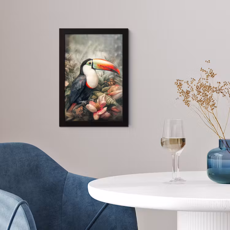 Toekan - Vogels - Bloemen - Planten - Tropisch fotolijst zwart zonder passe partout klein -sfeer4