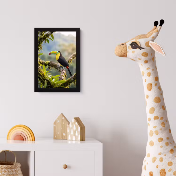 Toekan - Jungle - Natuur - Kleurrijk fotolijst zwart zonder passe partout klein -usfeer4_kinderkamer