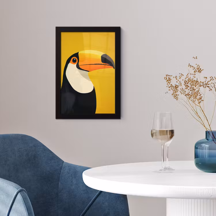 Toekan - Minimalistisch - Snavel - Oranje fotolijst zwart zonder passe partout klein -sfeer4