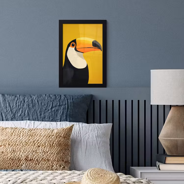 Toekan - Minimalistisch - Snavel - Oranje fotolijst zwart zonder passe partout klein -sfeer3