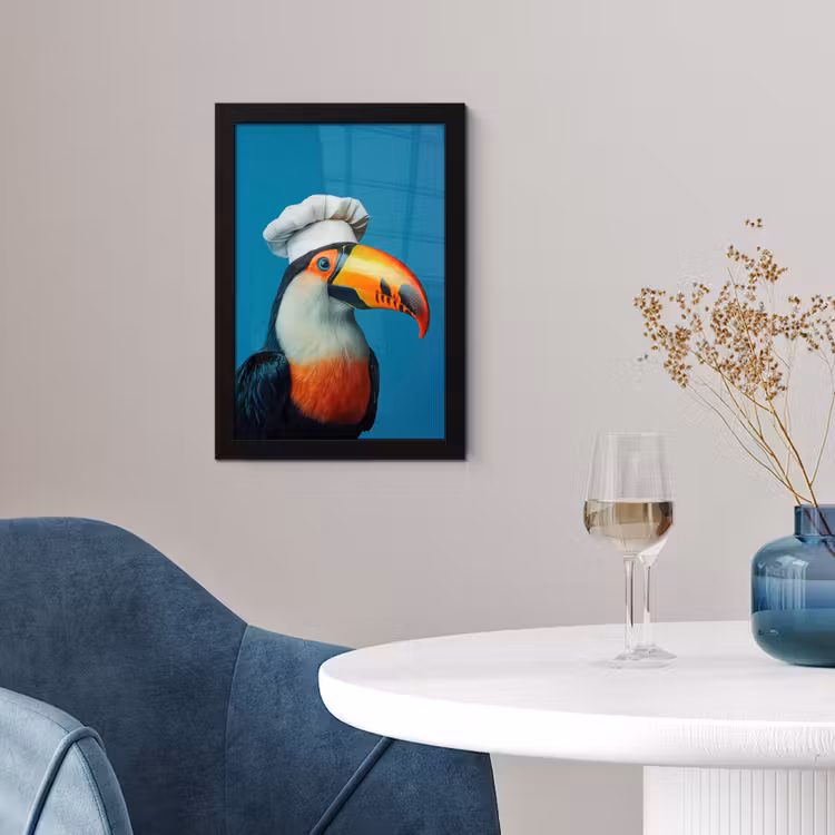 Toekan - Papegaai - Vogel - Koksmuts fotolijst zwart zonder passe partout klein -sfeer4