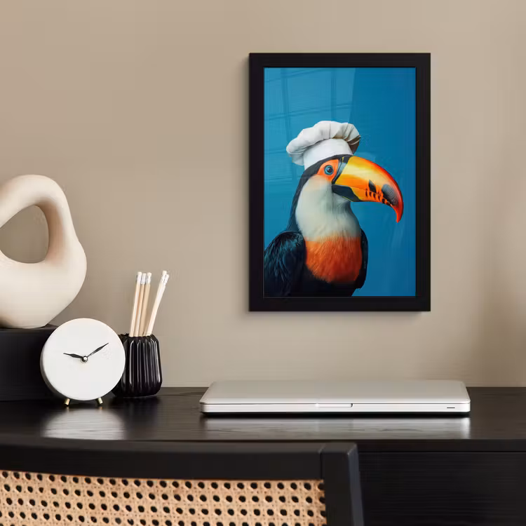 Toekan - Papegaai - Vogel - Koksmuts fotolijst zwart zonder passe partout klein -sfeer1
