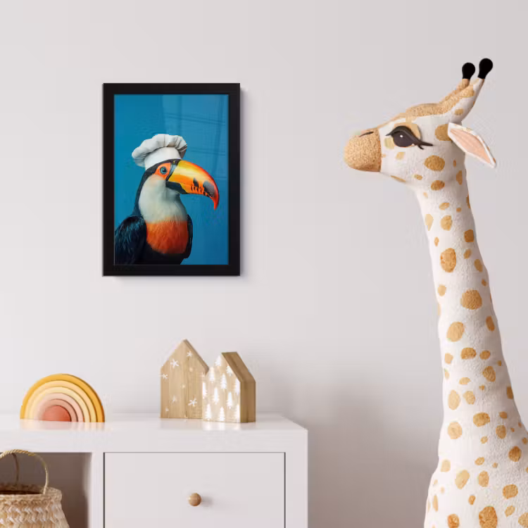 Toekan - Papegaai - Vogel - Koksmuts fotolijst zwart zonder passe partout klein -usfeer4_kinderkamer