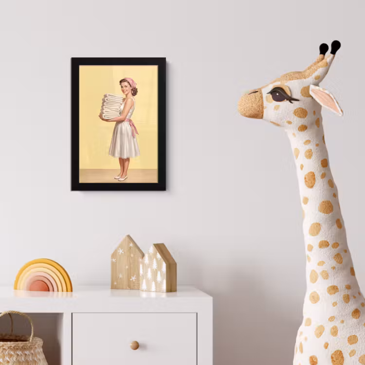 Handdoeken - Vrouw - Jurk - Roze fotolijst zwart zonder passe partout klein -usfeer4_kinderkamer