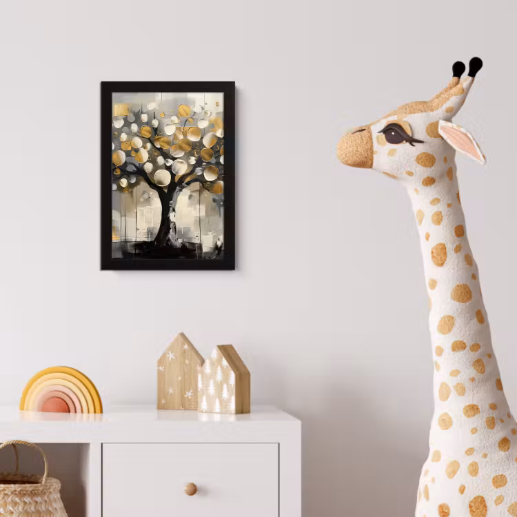 Boom - Abstract - Beige - Goud - Zwart fotolijst zwart zonder passe partout klein -usfeer4_kinderkamer