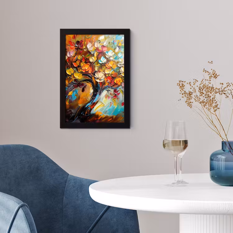 Boom - Abstract - Kleurrijk - Bloemen fotolijst zwart zonder passe partout klein -sfeer4
