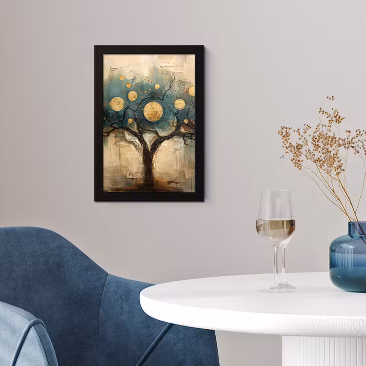 Boom - Kunst - Maan - Watercolor fotolijst zwart zonder passe partout klein -sfeer4