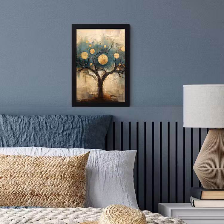 Boom - Kunst - Maan - Watercolor fotolijst zwart zonder passe partout klein -sfeer3