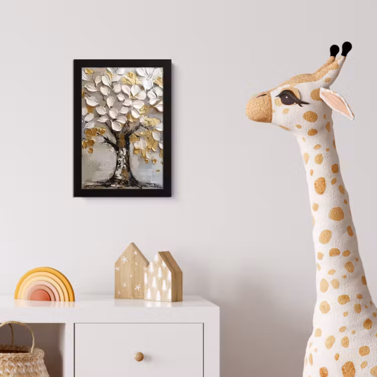 Boom - Beige - Grijs - Goud - Abstract fotolijst zwart zonder passe partout klein -usfeer4_kinderkamer