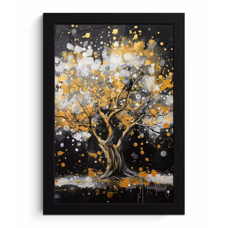 Boom - Zwart - Goud - Wit - Modern fotolijst zwart zonder passe partout klein -3d