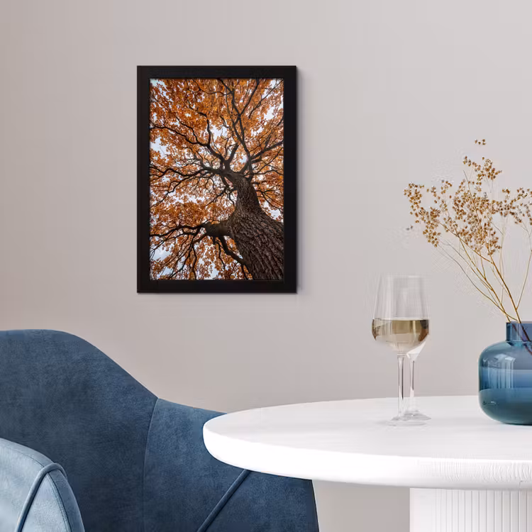 Boom - Bladerdak - Herfst - Oranje - Sfeervol fotolijst zwart zonder passe partout klein -sfeer4