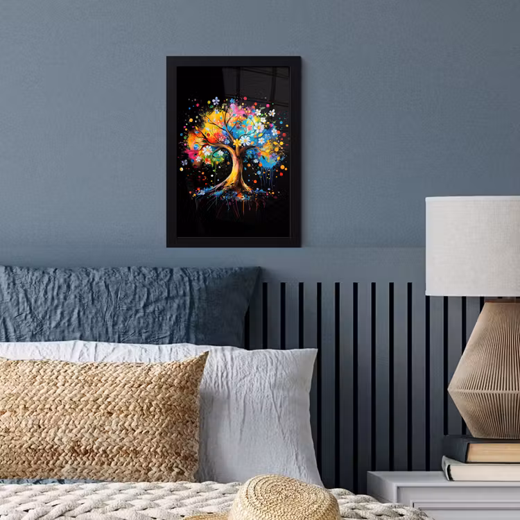 Boom - Kleurrijk - Bloemen - Zwart fotolijst zwart zonder passe partout klein -sfeer3