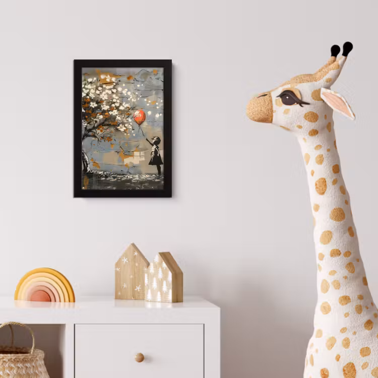 Boom - Graffiti - Banksy Style - Balloon Girl fotolijst zwart zonder passe partout klein -usfeer4_kinderkamer