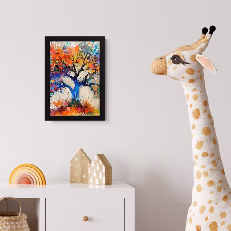 Levensboom - Natuur - Kleurrijk - Boom fotolijst zwart zonder passe partout klein -usfeer4_kinderkamer