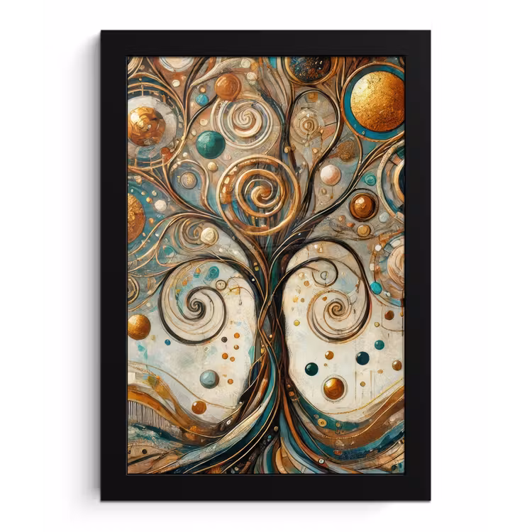 Levensboom - Boom - Abstract - Modern fotolijst zwart zonder passe partout klein -3d