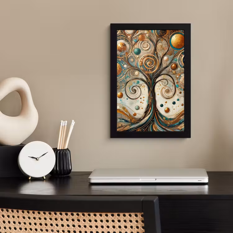 Levensboom - Boom - Abstract - Modern fotolijst zwart zonder passe partout klein -sfeer1