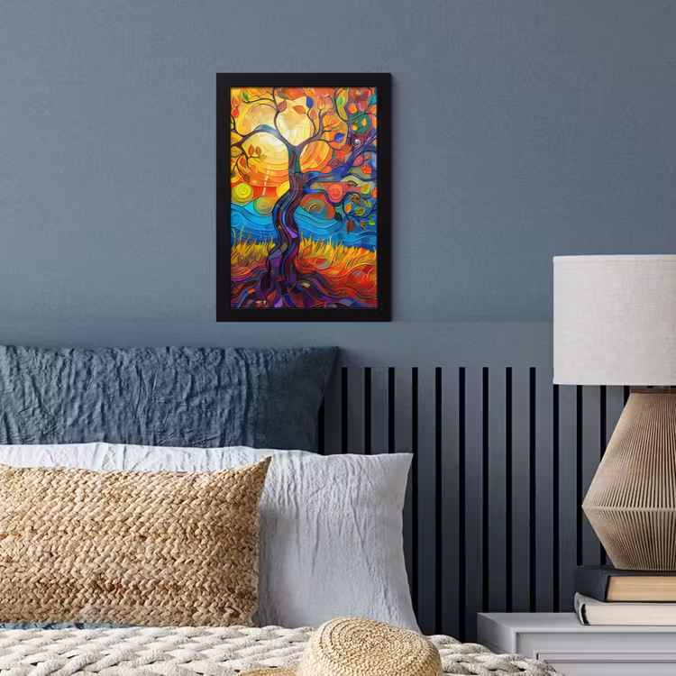 Boom - Zon - Verflook - Kleuren - Abstract fotolijst zwart zonder passe partout klein -sfeer3