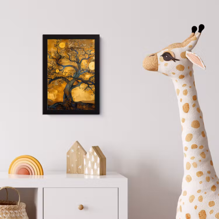 Boom - Levensboom - Abstract - Goud fotolijst zwart zonder passe partout klein -usfeer4_kinderkamer