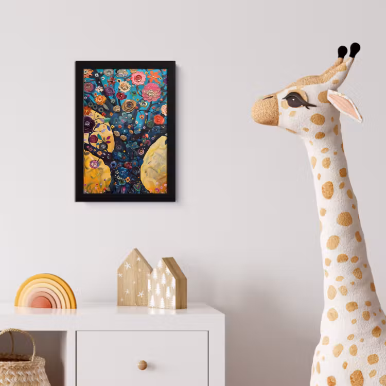 Boom - Levensboom - Kleurrijk - Bloemen - Modern fotolijst zwart zonder passe partout klein -usfeer4_kinderkamer