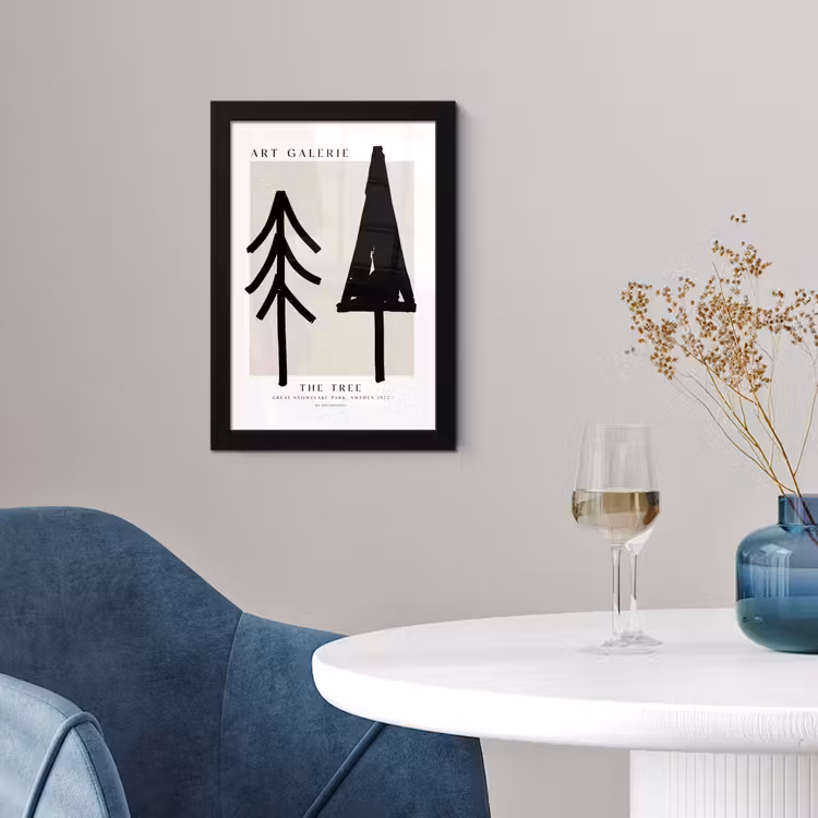 Bomen - Kerst - Zwart - Feest fotolijst zwart zonder passe partout klein -sfeer4