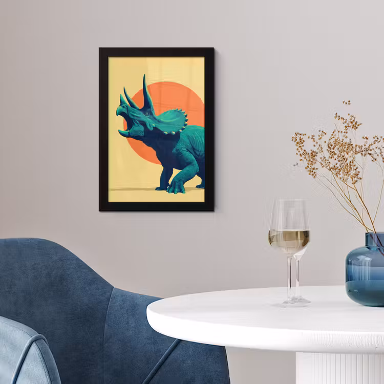 Triceratops - Cirkel - Oranje - Hoorns fotolijst zwart zonder passe partout klein -sfeer4