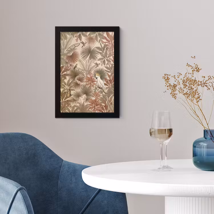 Tropisch - Vogels - Beige fotolijst zwart zonder passe partout klein -sfeer4