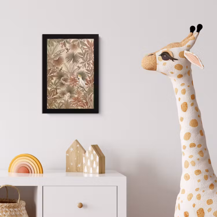 Tropisch - Vogels - Beige fotolijst zwart zonder passe partout klein -usfeer4_kinderkamer