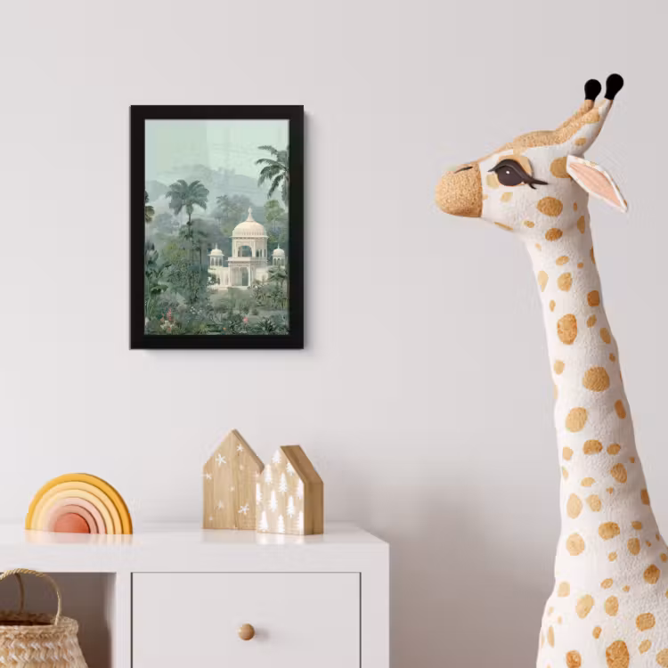 Tropische tuin - Koepelgebouw - Bloemen fotolijst zwart zonder passe partout klein -usfeer4_kinderkamer