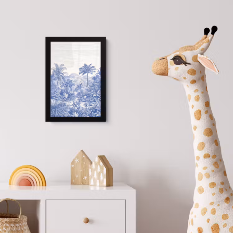 Tropisch - Jungle - Blauw fotolijst zwart zonder passe partout klein -usfeer4_kinderkamer