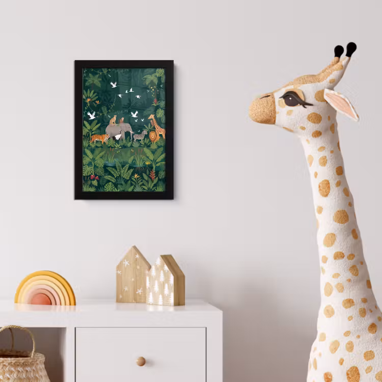Tropisch - Jungle - Groen fotolijst zwart zonder passe partout klein -usfeer4_kinderkamer