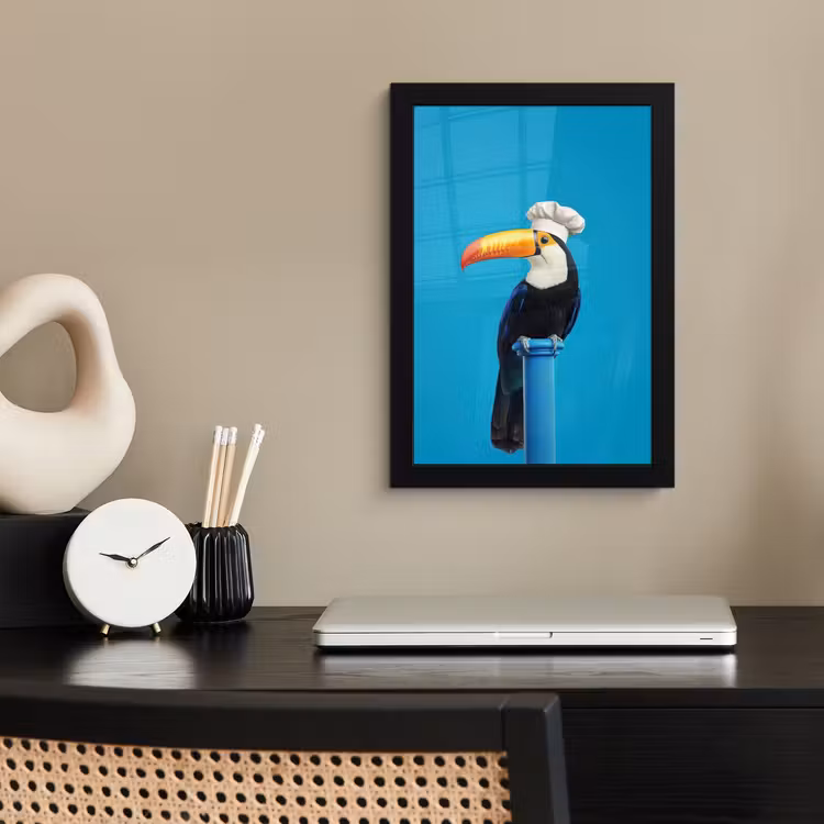 Tucan - Sokkel - Vogel - Koksmuts fotolijst zwart zonder passe partout klein -sfeer1