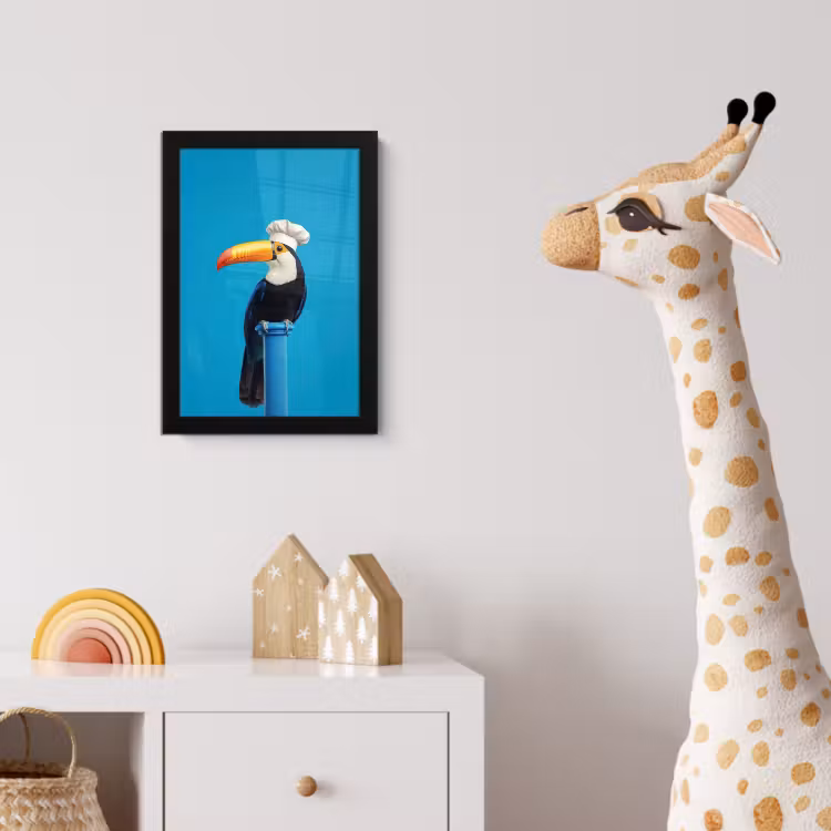 Tucan - Sokkel - Vogel - Koksmuts fotolijst zwart zonder passe partout klein -usfeer4_kinderkamer