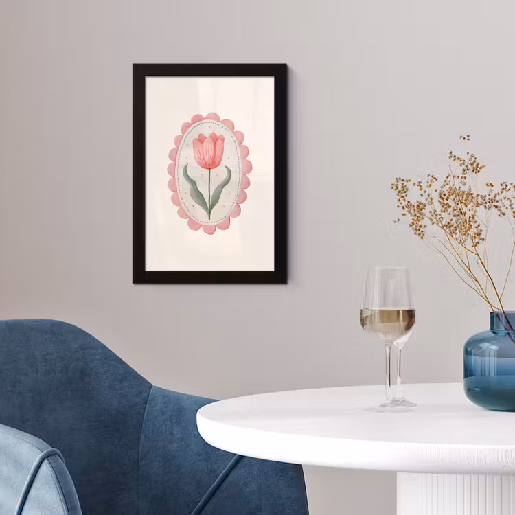 Tulp - Lijst - Ovaal - Illustratie fotolijst zwart zonder passe partout klein -sfeer4