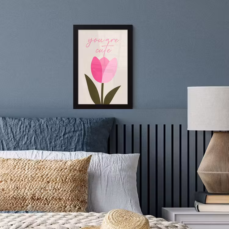Tulp - Roze - Valentijn - Bloem fotolijst zwart zonder passe partout klein -sfeer3