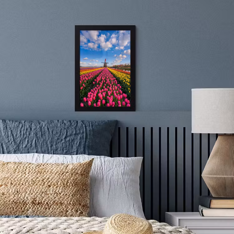 Tulpen - Holland - Molen - Kleurrijk fotolijst zwart zonder passe partout klein -sfeer3