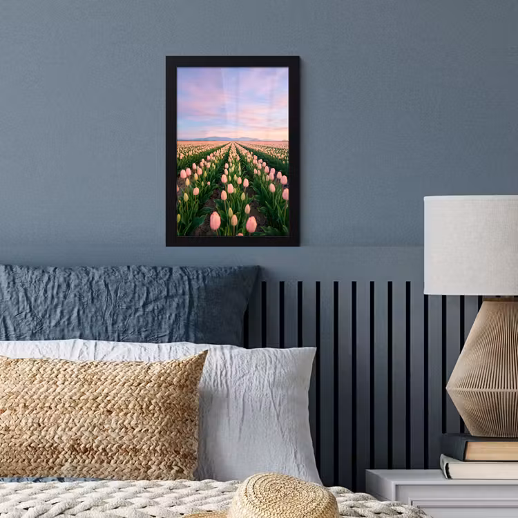 Tulpen - Landschap - Roze fotolijst zwart zonder passe partout klein -sfeer3