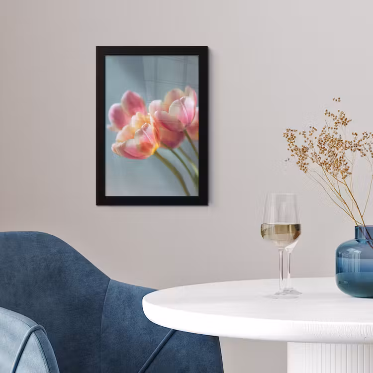 Tulpen - Roze - Stelen fotolijst zwart zonder passe partout klein -sfeer4