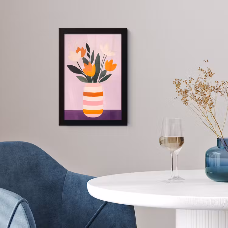 Tulpen - Vaas - Strepen - Paars fotolijst zwart zonder passe partout klein -sfeer4