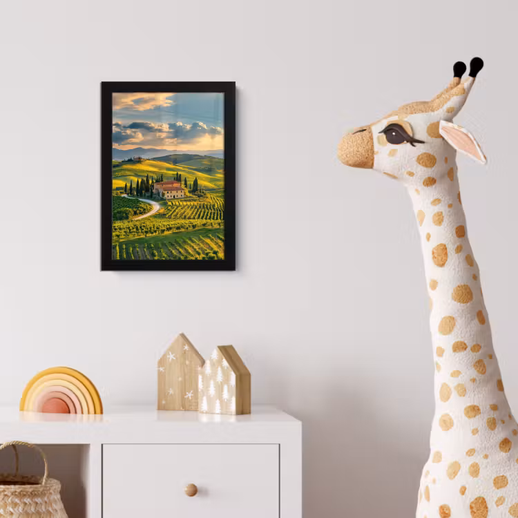 Toscane - Landschap - Wijngaarden fotolijst zwart zonder passe partout klein -usfeer4_kinderkamer