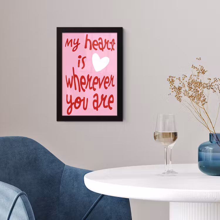 Valentijn - Hart - Liefde - Roze fotolijst zwart zonder passe partout klein -sfeer4