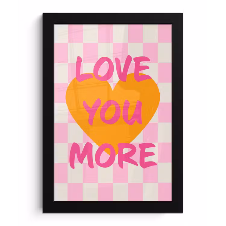 Valentijn - Love - Roze - Oranje fotolijst zwart zonder passe partout klein -3d