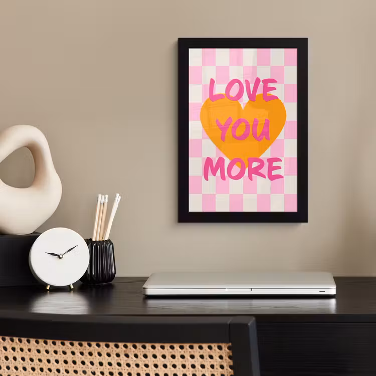Valentijn - Love - Roze - Oranje fotolijst zwart zonder passe partout klein -sfeer1