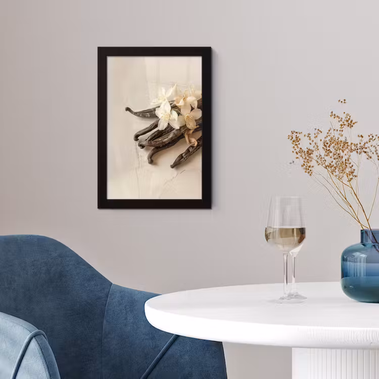 Vanille - Bloemen - Beige fotolijst zwart zonder passe partout klein -sfeer4