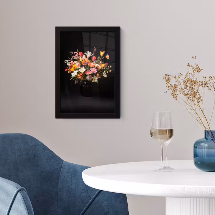 Vaas - Bloemen - Tulpen fotolijst zwart zonder passe partout klein -sfeer4