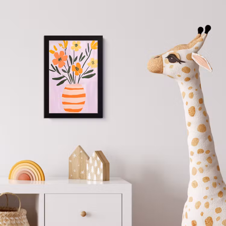 Vaas - Gestreept - Bloemen - Oranje fotolijst zwart zonder passe partout klein -usfeer4_kinderkamer