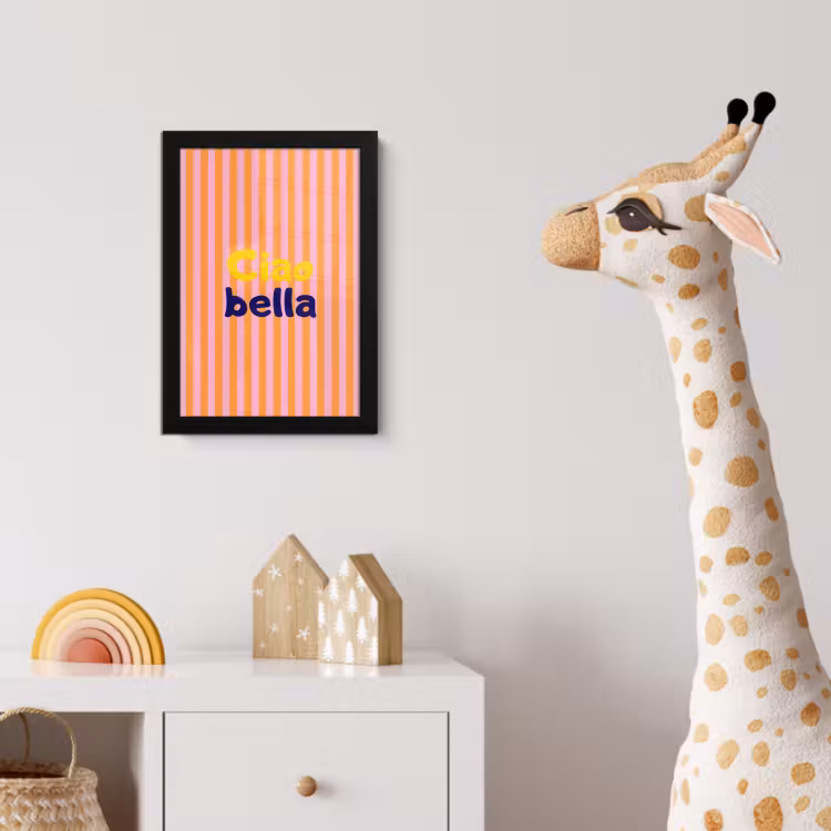 Verticaal - Strepen - Oranje - Ciao bella fotolijst zwart zonder passe partout klein -usfeer4_kinderkamer