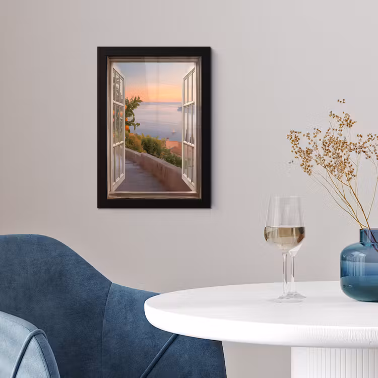 Doorkijk - Uitzicht - Meer - Landschap fotolijst zwart zonder passe partout klein -sfeer4