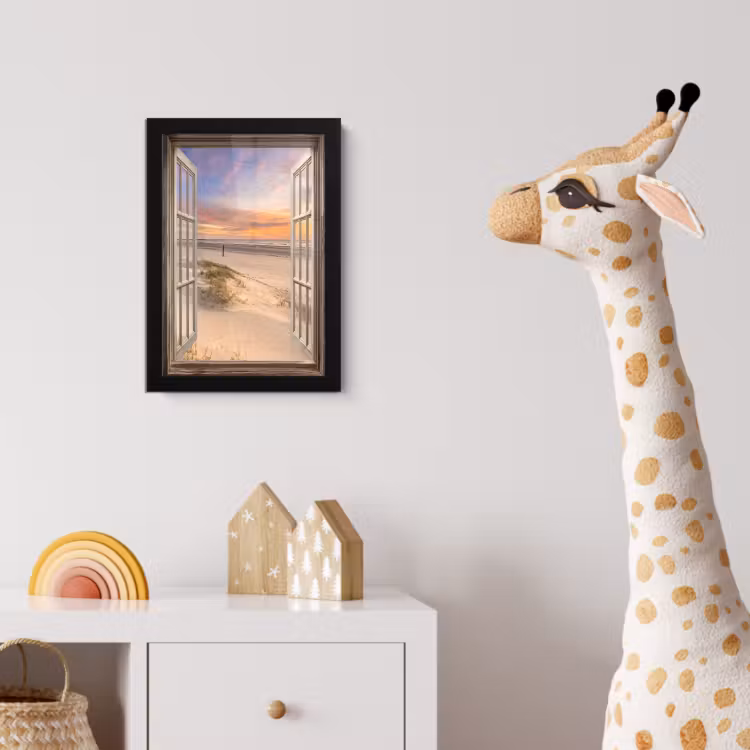 Doorkijk - Strand - Duinen - Natuur - Landschap fotolijst zwart zonder passe partout klein -usfeer4_kinderkamer