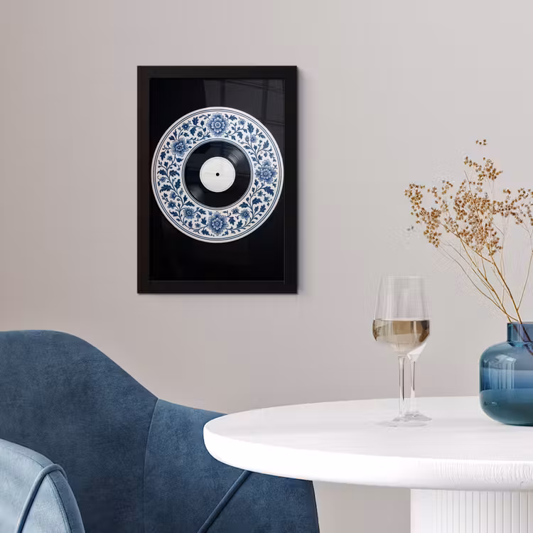 Vinyl - LP - Delfts Blauw - Muziek fotolijst zwart zonder passe partout klein -sfeer4