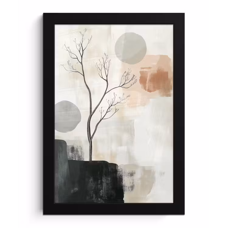 Wabi sabi - Beige - Plant fotolijst zwart zonder passe partout klein -3d